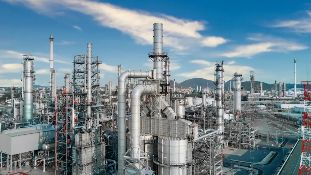 Industrial petrochemical plant producing high-quality Rotational Molding Materials and polymer resins.