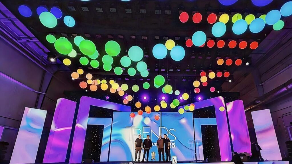 LED ball with dynamic lighting effects for interactive events.