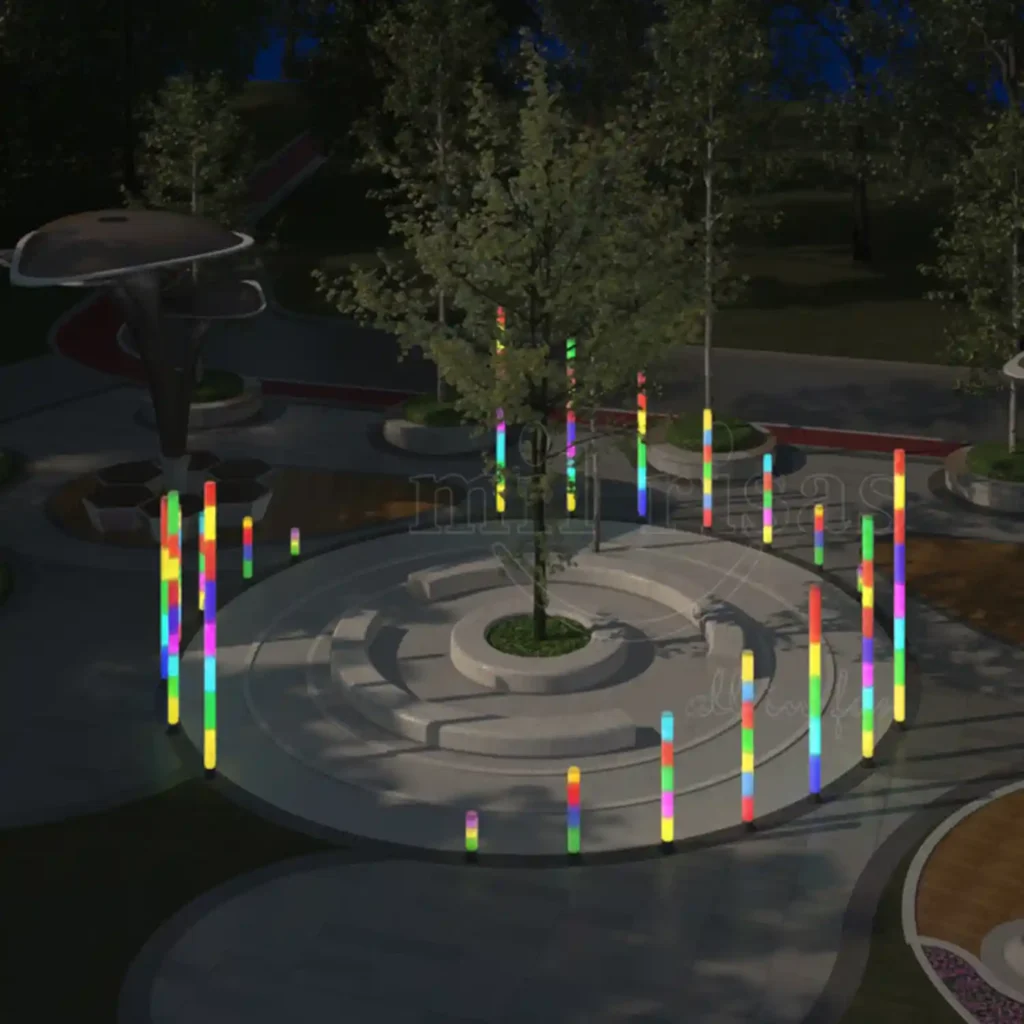 Dynamic-RGB-Light-Colour-Changing-Glow-Columns-make-your-public-park-stand-out