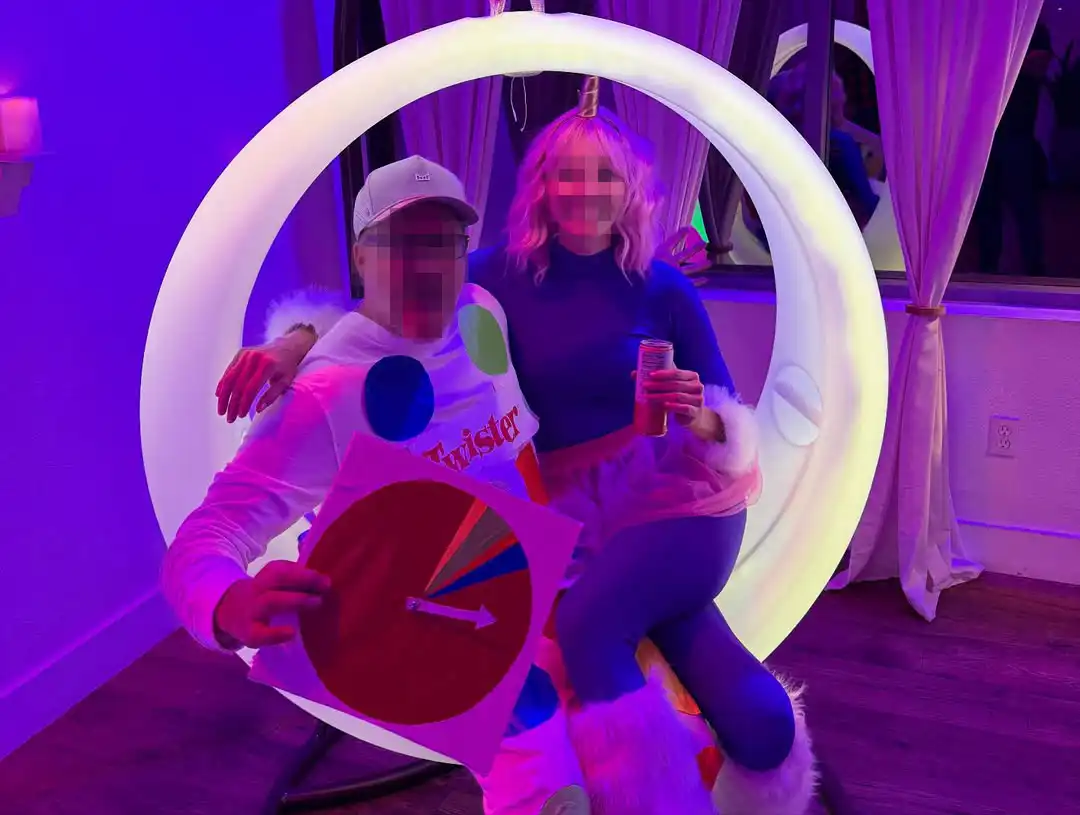 Indoor Glow Party Furniture LED moon swing chair for social events and holiday parties