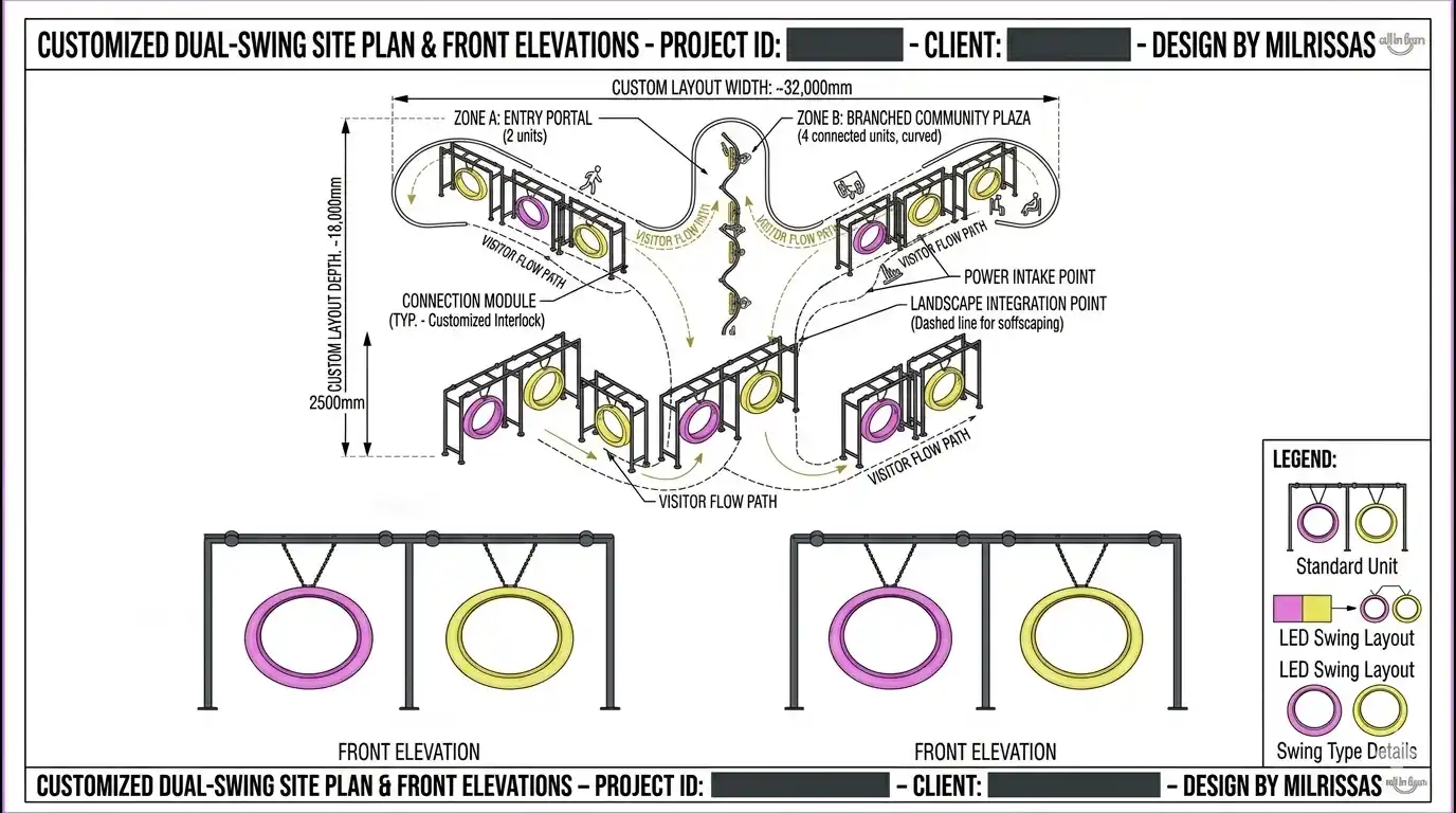 LED Furniture Manufacturer Customizable outdoor round swing scheme for a community plaza project.