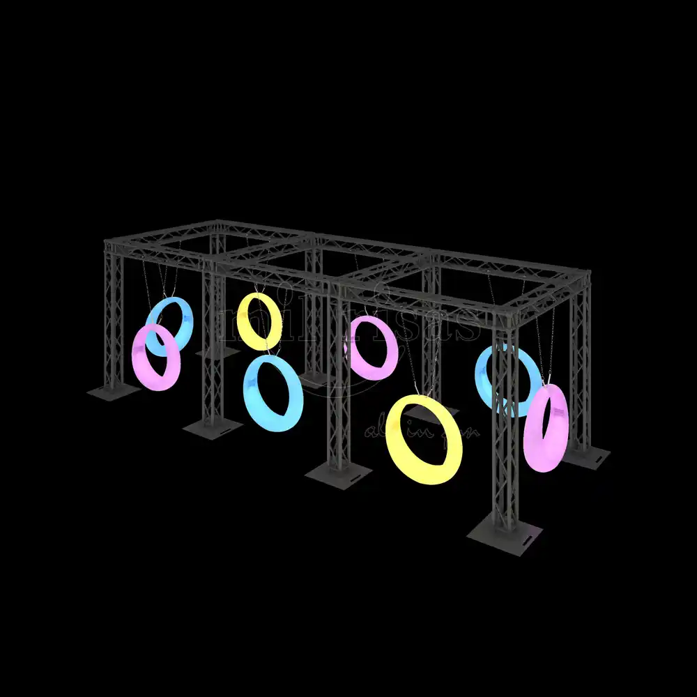 LED Furniture Manufacturer Isolated Glowing Outdoor Circle Swing on a dark background