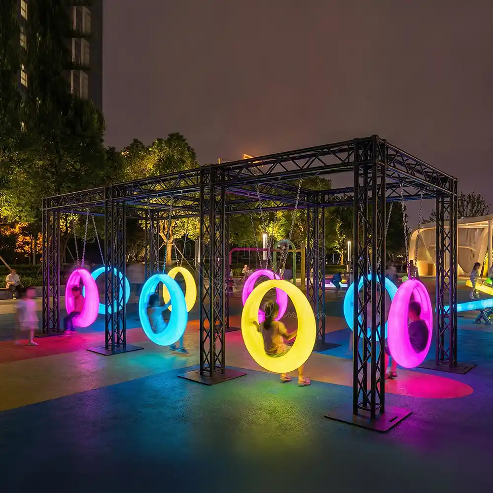 Manufacturer of interactive glowing Outdoor Circle Swing, public park playground equipment