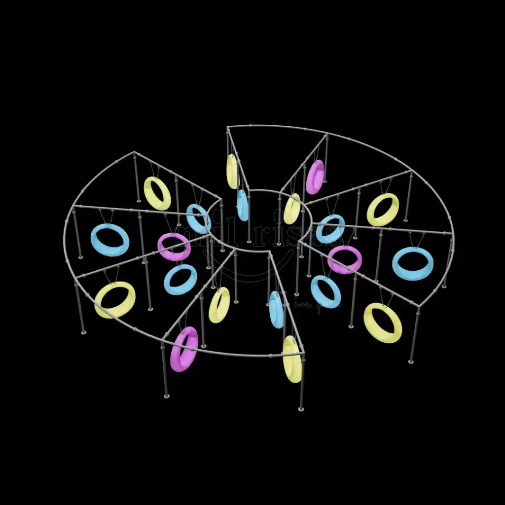 Seat swing outdoor Galaxy Ring 20-seat interactive LED swing set on a black background.